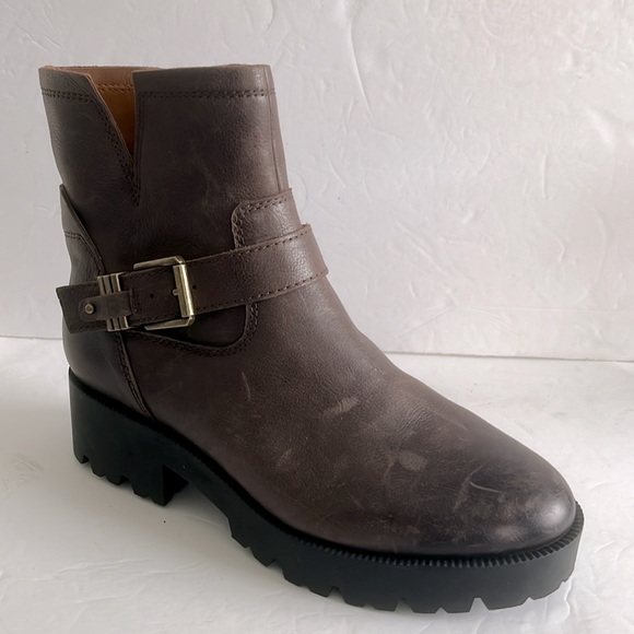 ZODIAC Women Miller Harness Leather Lug Sole Boot Block Chunky Heel Shoe Size 10 - Picture 6 of 10